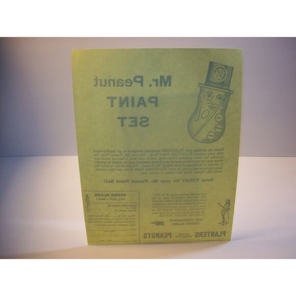 Mr Peanut Vintage Paint Set Planters Paper Sales Flyer 1955 Original Advertising - Picture 7 of 8